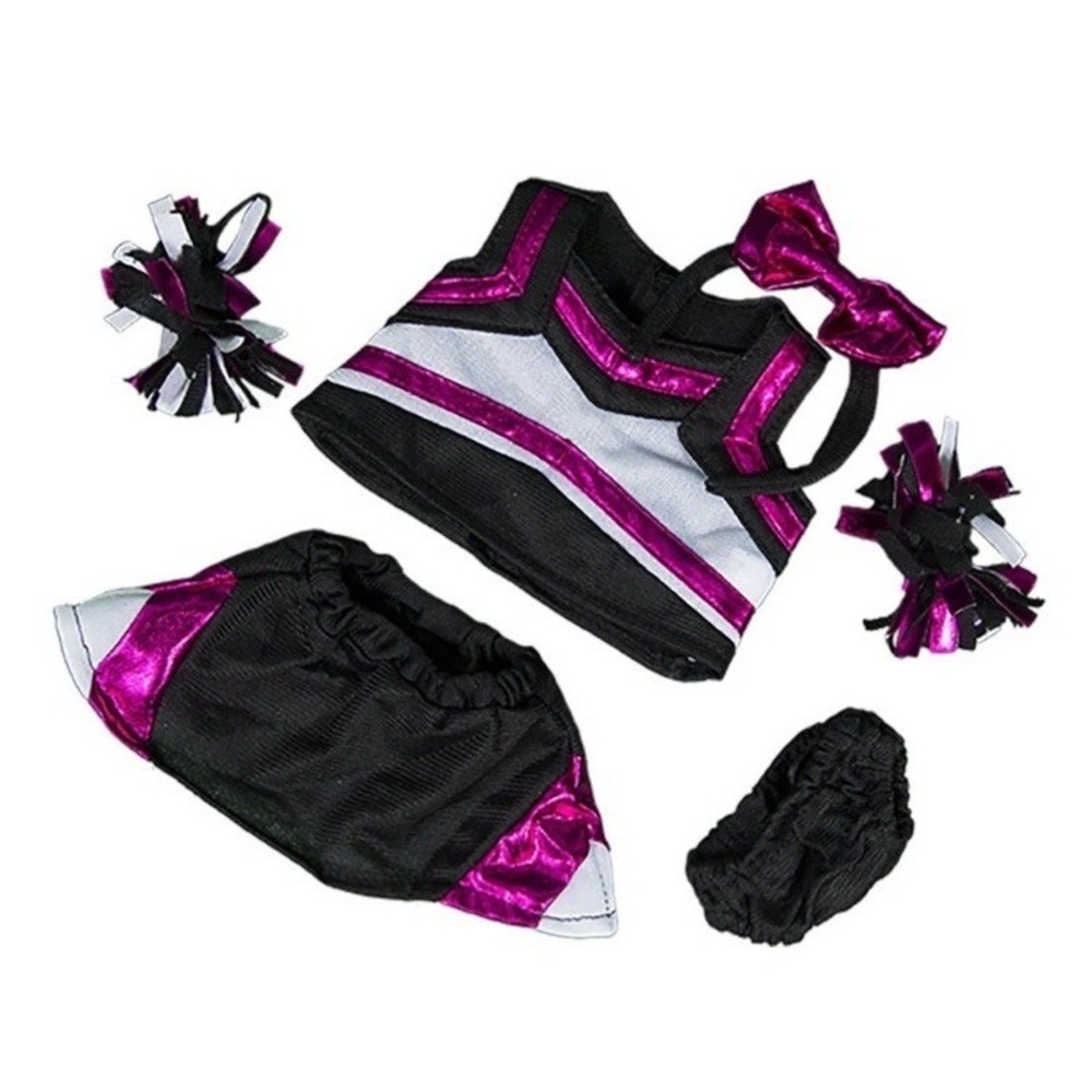 Teddy Mountain Metallic Hot Pink and Black Cheer Uniform 8" Plush Doll Outfit